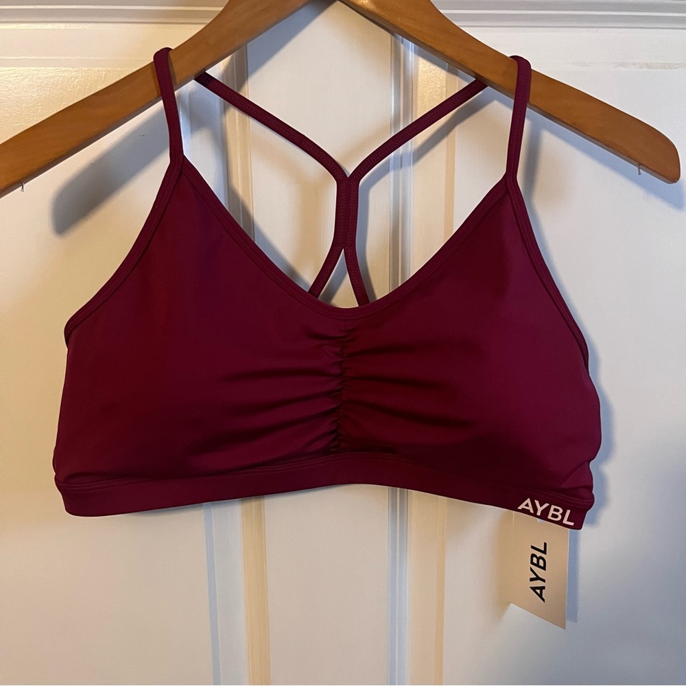 AYBL Essential Ruched Burgundy Sports Bra